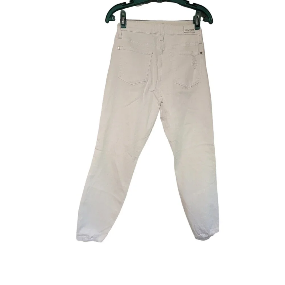 JUDY‎ BLUE Jeans Boyfriend Fit Straight Leg Cropped Size 3/26  WHITE Raw Hem